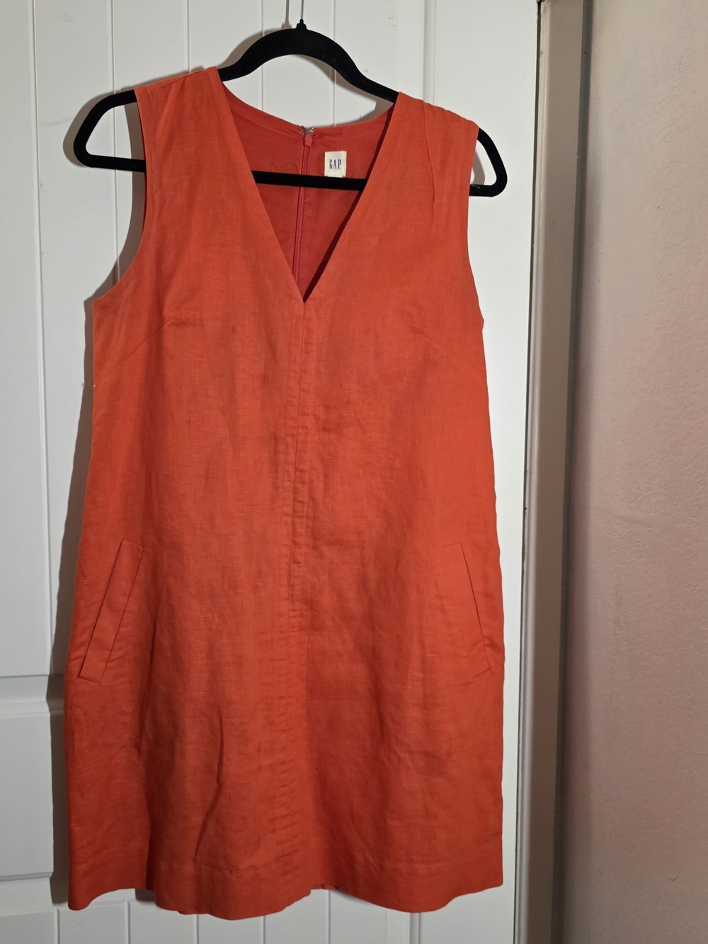 GAP LINEN Orange Sleeveless V-Neck Mini Dress